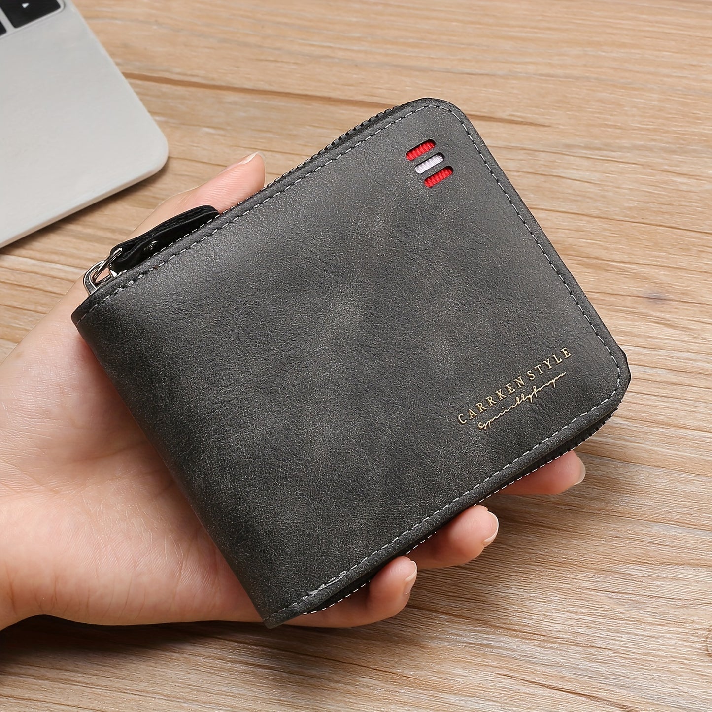 Men's Zipper Short Wallet, Multi-card Card Holder, PU Leather Bifold Wallet Money Clip With Coin Pocket, Gift For Men
