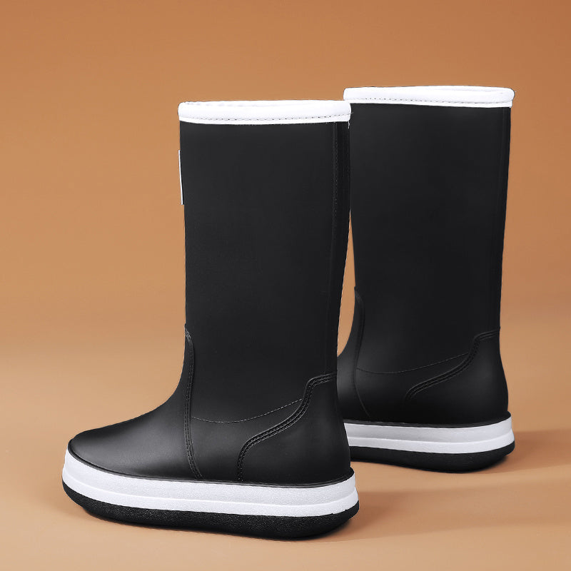 Men's High-Top PU Rain Boots All-Season Slip-On Style