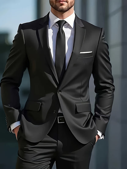 Men's Skinny Fit 2-Piece Suit Set with Blazer & Trousers