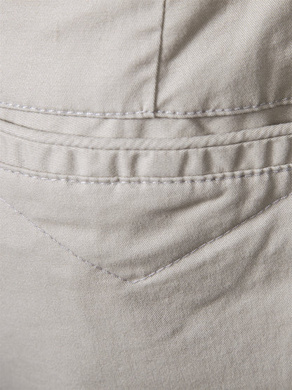 Men's Classic Fit Cotton Twill Flat Front Solid Chino Short With Slant Pockets And Elastic Waist