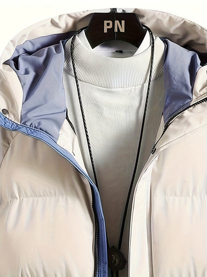 Men'S Heavyweight Winter Hooded Jacket - Thermal Insulated Cold Weather Coat with Zipper Closure, Long Sleeve Outerwear for Hiking, Skiing, Thick, Hiking Gear, Sleek Design, Durable Construction, Outdoor Enthusiasts