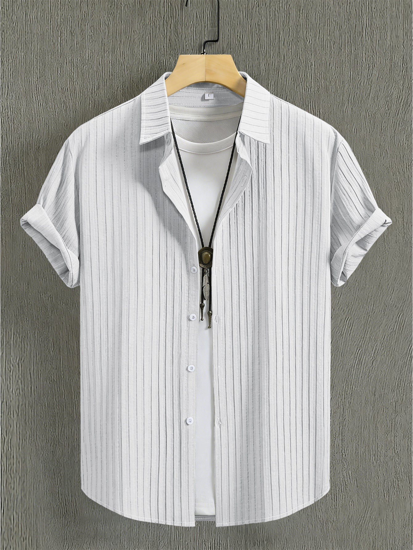Men's Summer Casual Shirt and Trousers Set, Lightweight Woven Fabric