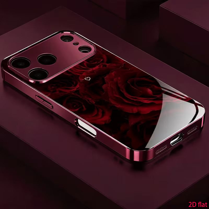 Luxury Wine Red Acrylic Phone Case for iPhone 15-18 Series