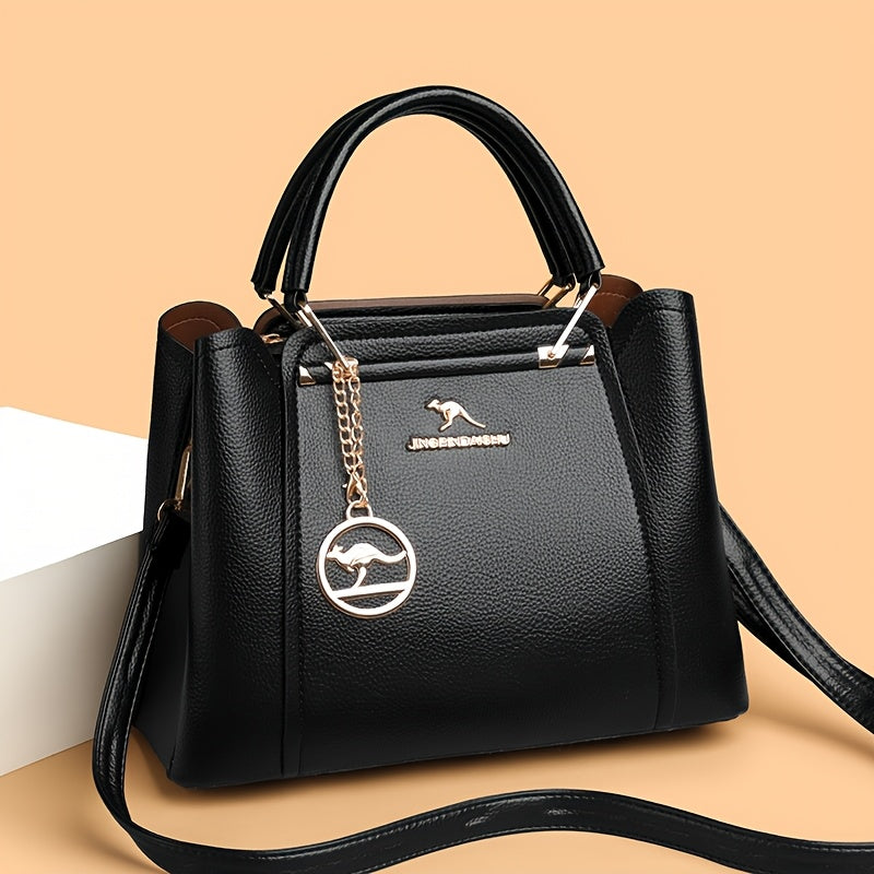 Elegant Women's Fabric Handbag with Metal Accents - Versatile Style