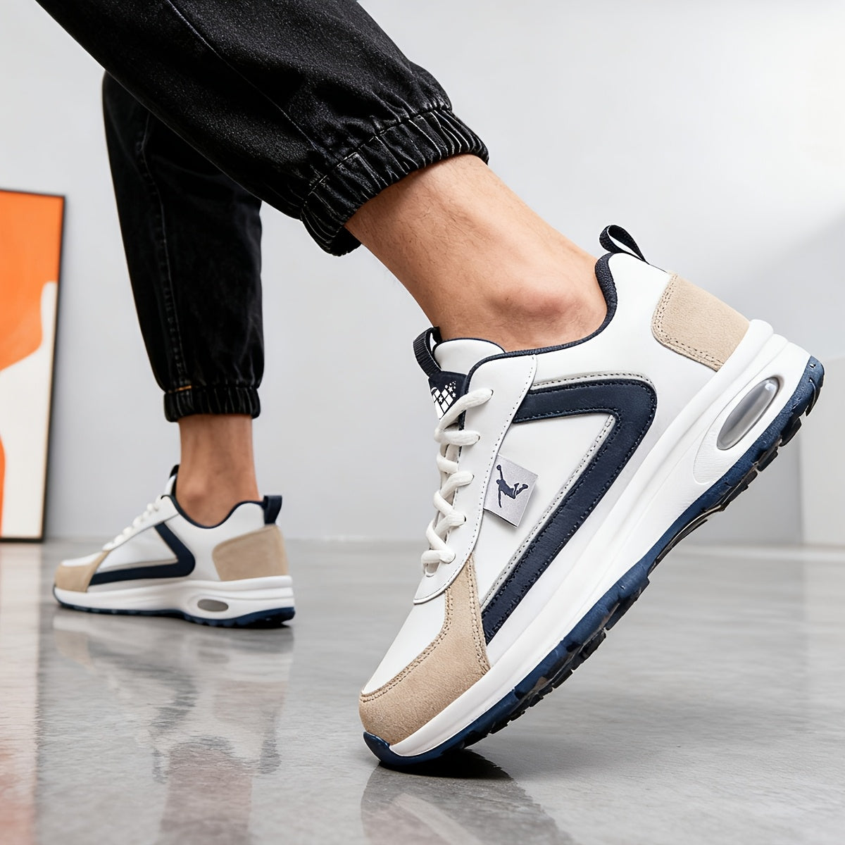 ZERJER Men'S Casual Sports Shoes | Comfortable Low-Top Lace-up Sneakers with Thick Rubber Sole, Faux & Fabric Upper, Breathable for Daily & Casual Wear, Suitable for Hiking & Outdoor Activities, Sizes 39-48