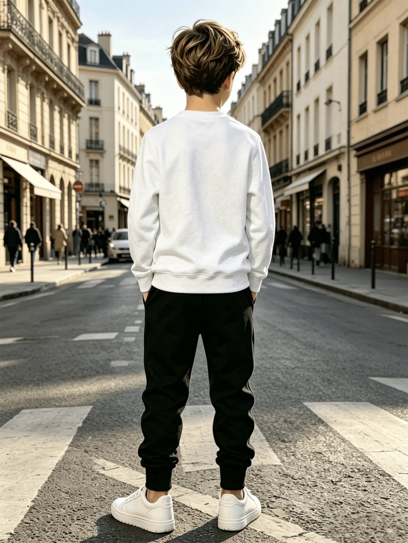 Boys' Mountain Peak Print Hoodie and Pants Set, Soft Polyester