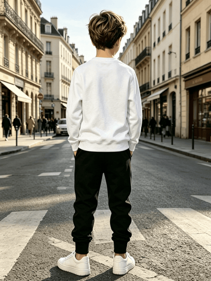 Boys' Mountain Peak Print Hoodie and Pants Set, Soft Polyester