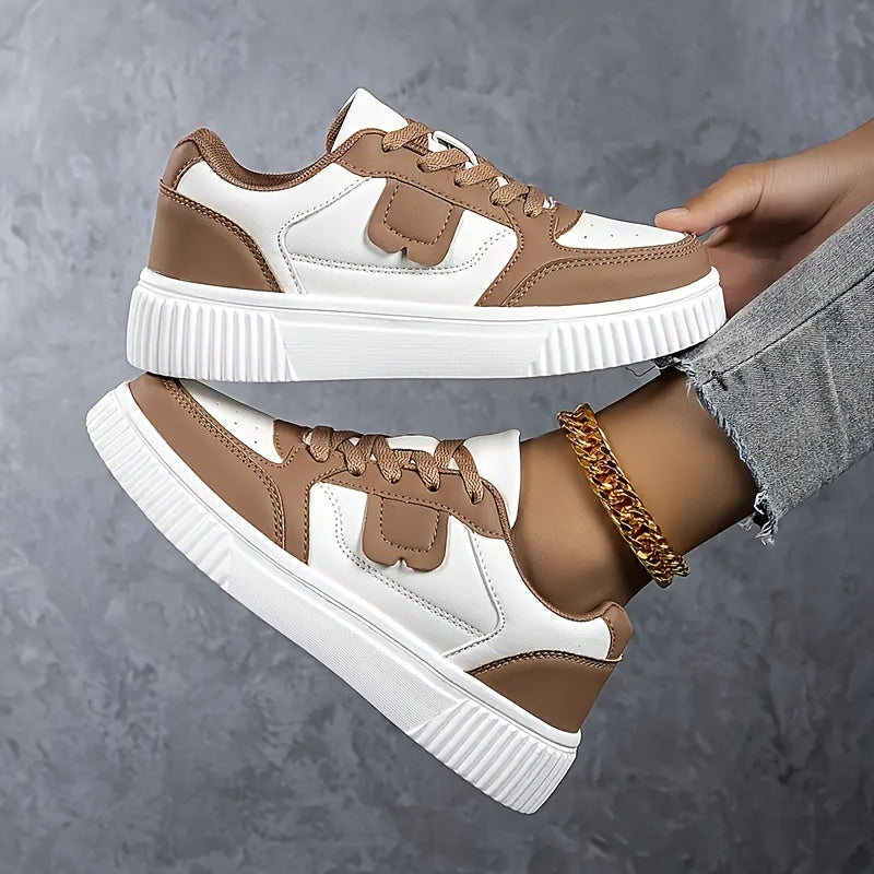 Casual White Lace-Up Sneakers for Students, Lightweight & Breathable