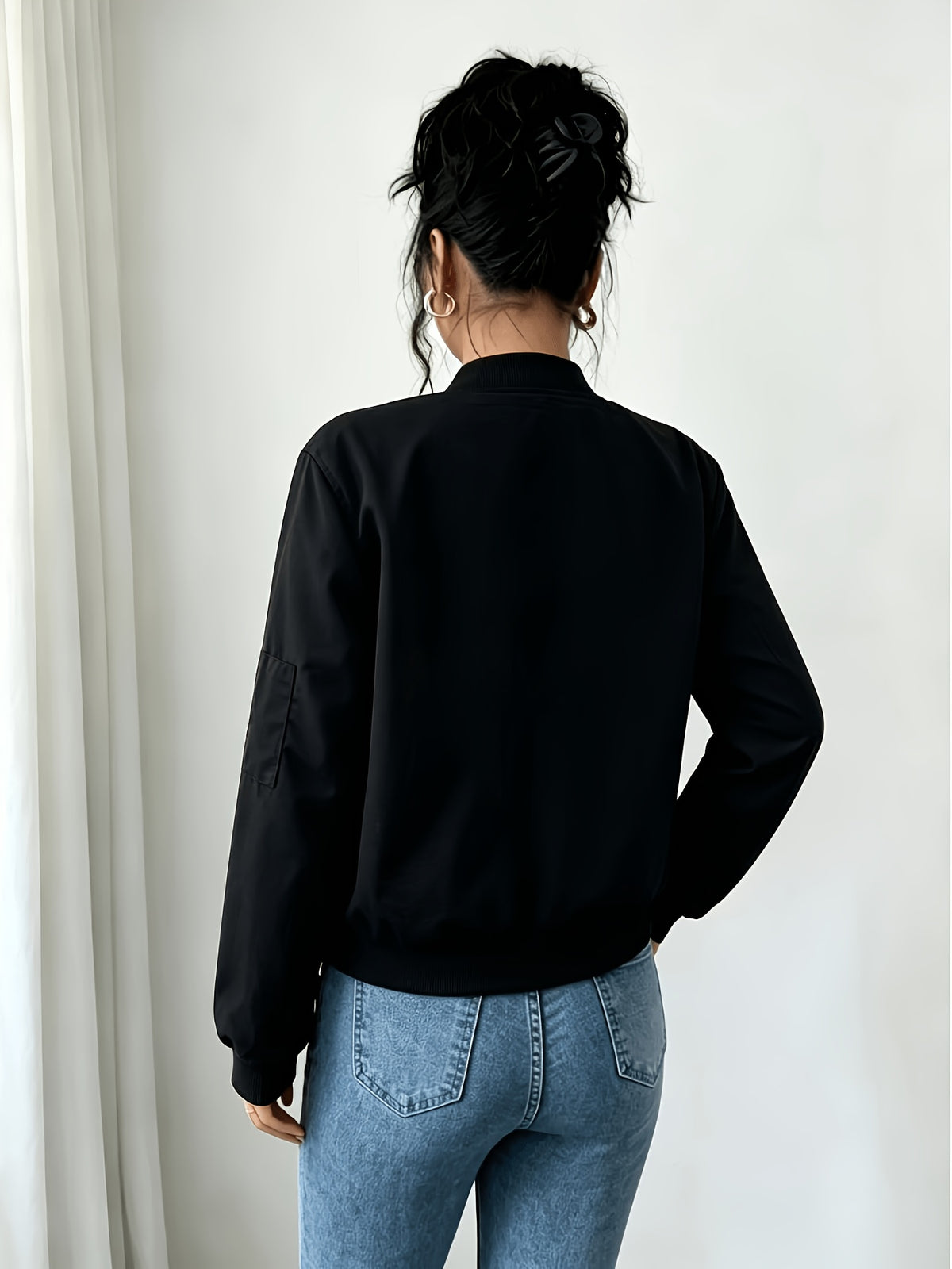 Women's Casual Y2K Zip-Up Baseball Jacket with Pockets