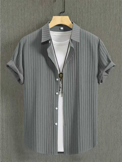 Men's Summer Casual Short-Sleeve Shirt and Pants Set