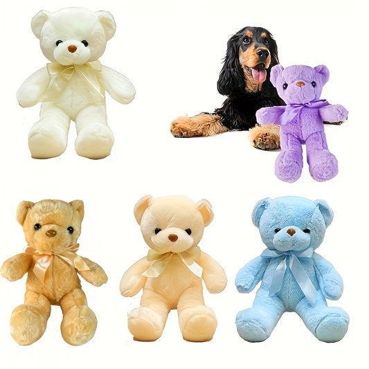 Pet Supplies Teddy Bear Style Design Pet Plush Dog Toy, Purple, Brown, Blue, White, Beige 5 Colors Available, Soft and Comfortable Plush Material, Filled Animal Plush Toys, Softly Filled Animals Hug Companion Toys, Suitable f