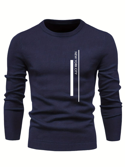 2023 New Cross-border Autumn and Winter Men's Round Neck Random Print Round Neck Knitted Sweater