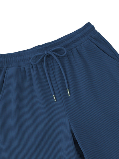 Women’s Casual Loose-Fit Corduroy 5-Point Pants with Elastic Waist
