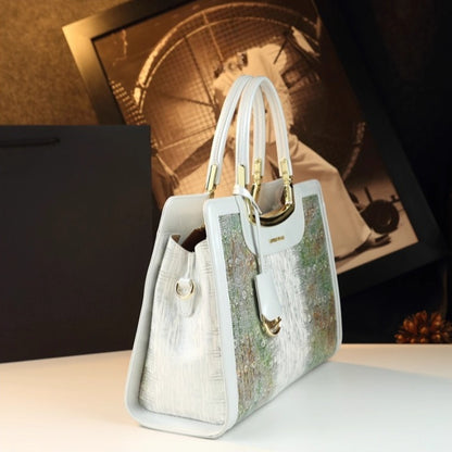 Elegant Split Leather Messenger Bag for Women with Adjustable Strap