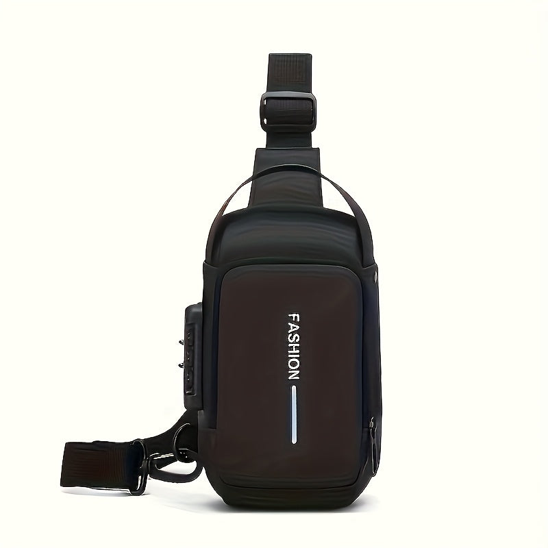 UNIXINU Men's Durable Oxford Fabric Anti-Theft Chest Bag - Sleek Casual Crossbody Sling Bag with Phone Pocket, Zipper Closure & Adjustable Strap for Motorcycle Riding, Commuting, Outdoor Sports, Bag for Bike, Travel Essential