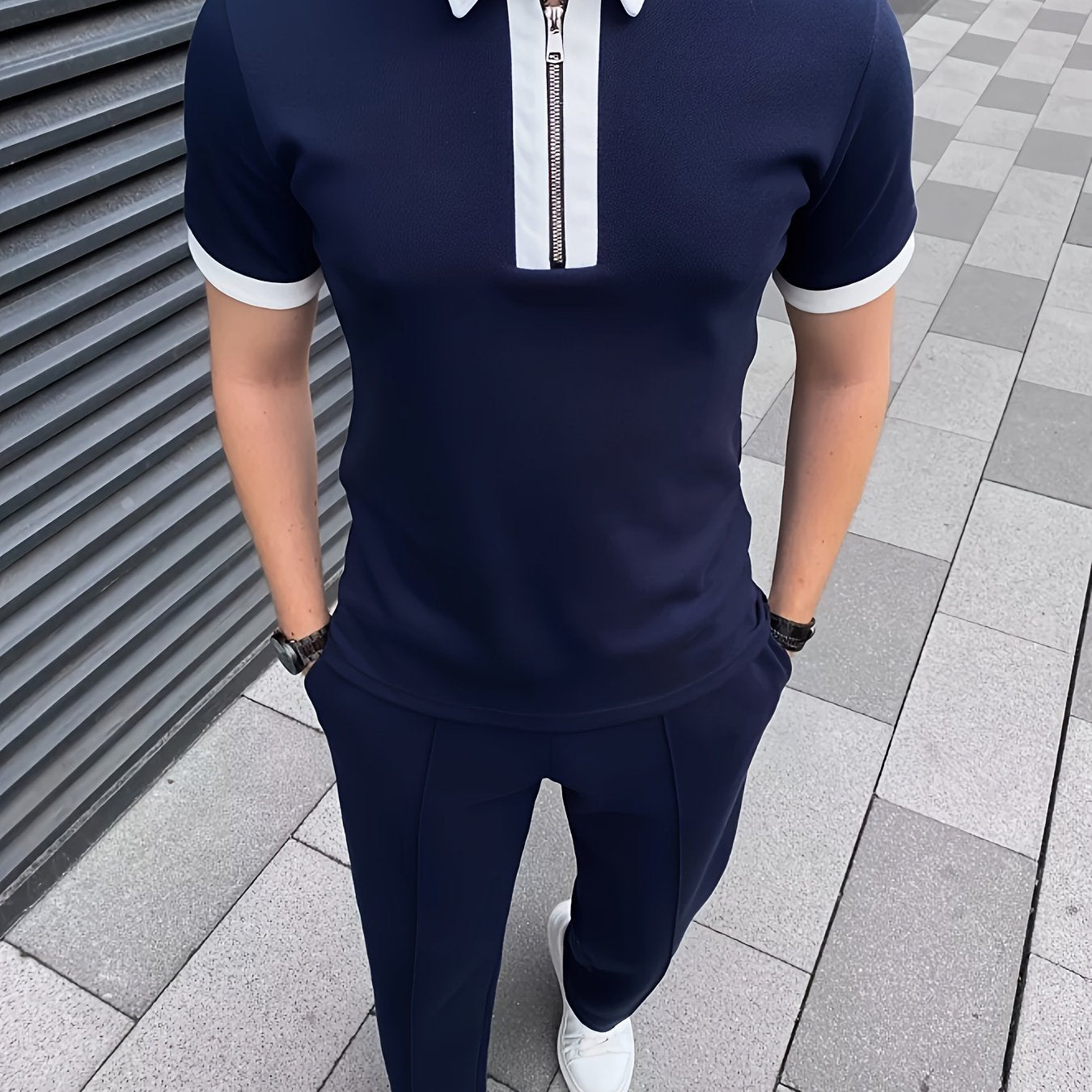 Men's Casual Two-Piece Set - Stretch Comfort Fabric - Suitable for Spring/Autumn Seasons - ayq