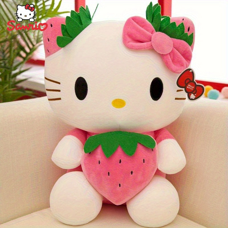 Sanrio Hello Kitty Y2K Style Plush Toy - Strawberry & Watermelon Fruit Design, Soft Polyester Cute Cartoon Character for Room Decor, Birthday Gift, 0+ Age