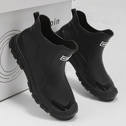 Men's Outdoor Waterproof PU Rain Boots with Rubber Sole
