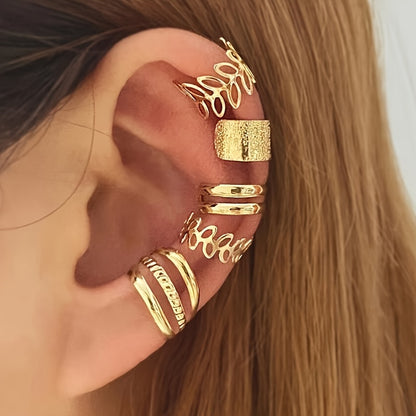 Wholesale Set Of 5 Women's Ear Clips, Simple And Stylish C-shaped Non-piercing Ear Cuffs For Middle Eastern Market