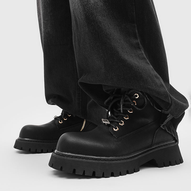 Men's British-Style Premium Riding Short Lace-Up Boots