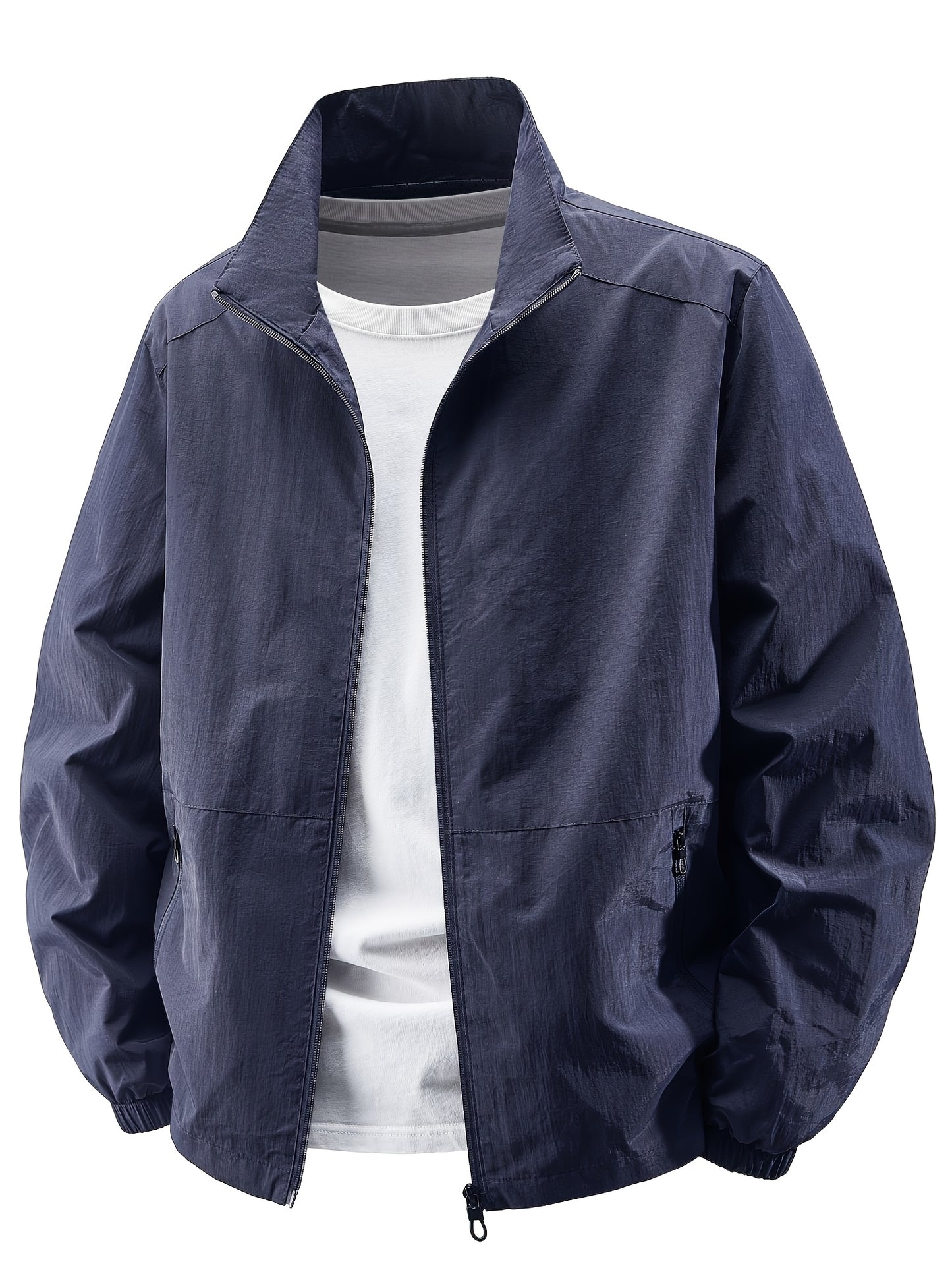 Տղամարդու ձիթապտղի կանաչ բոմբեր բաճկոն՝ կանգնած օձիքով - ամենօրյա, հարմարավետ, կայծակաճարմանդով վերնազգեստ՝ բացօթյա գործունեության համար, ամենօրյա հագուստ | Կանգնած օձիքով բաճկոն | Կայծակաճարմանդով բաճկոն