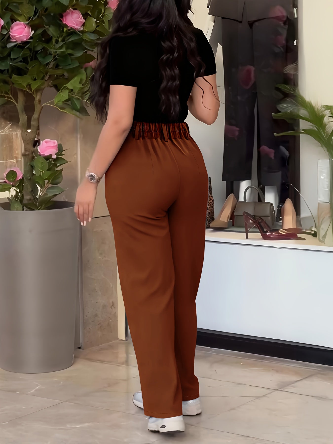 Women's Casual Slim-Fit Solid Color Long Pants