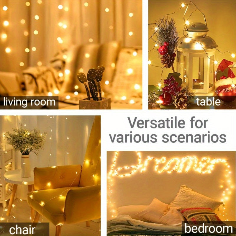 , USB LED string light, 100/50/30/10 LEDs, USB-Powered Christmas Tree & Fairy Lights, warm white, Ideal for Christmas, Halloween, Thanksgiving, wall decorations, autumn decorations, bedroom, living room, wedding, party, birth