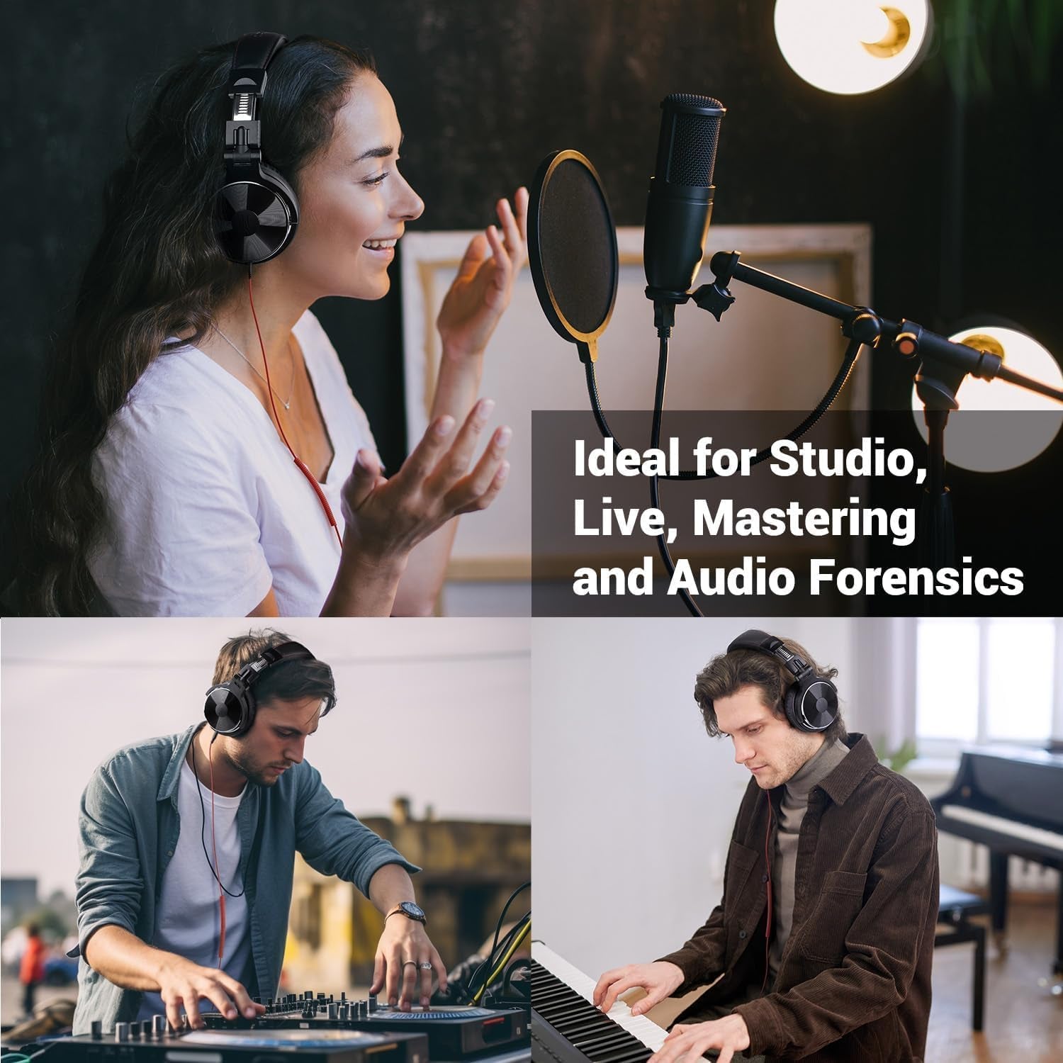 Oneodio Wired over Ear Headphones Hi-Res Studio Monitor & Mixing DJ Stereo Headsets with 50Mm Drivers and 1/4 to 3.5Mm Jack for AMP Computer Recording Podcast Keyboard Guitar Laptop - Black