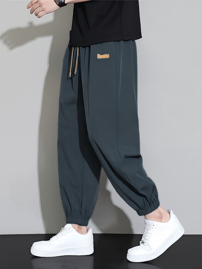Men's Casual Loose Fit Sports Trousers, Breathable Polyester
