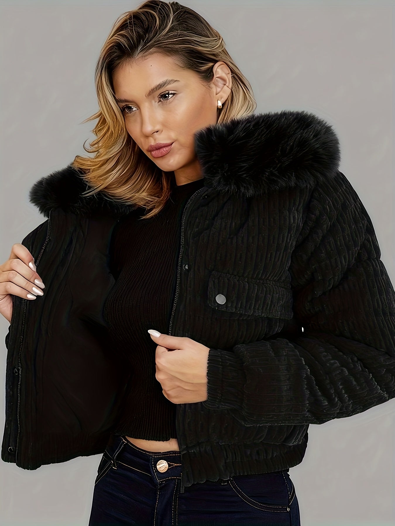 Կանացի ձմեռային բաճկոն - կայծակաճարմանդով վերարկու՝ անջատվող մորթե օձիքով, բորդո/կարմիր - ցուրտ եղանակի վերնազգեստ՝ ամենօրյա և պաշտոնական միջոցառումների համար