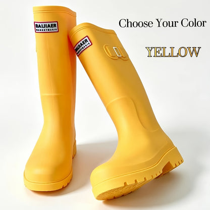 Unisex High-Top Rubber Rain Boots Lightweight Slip-Resistant