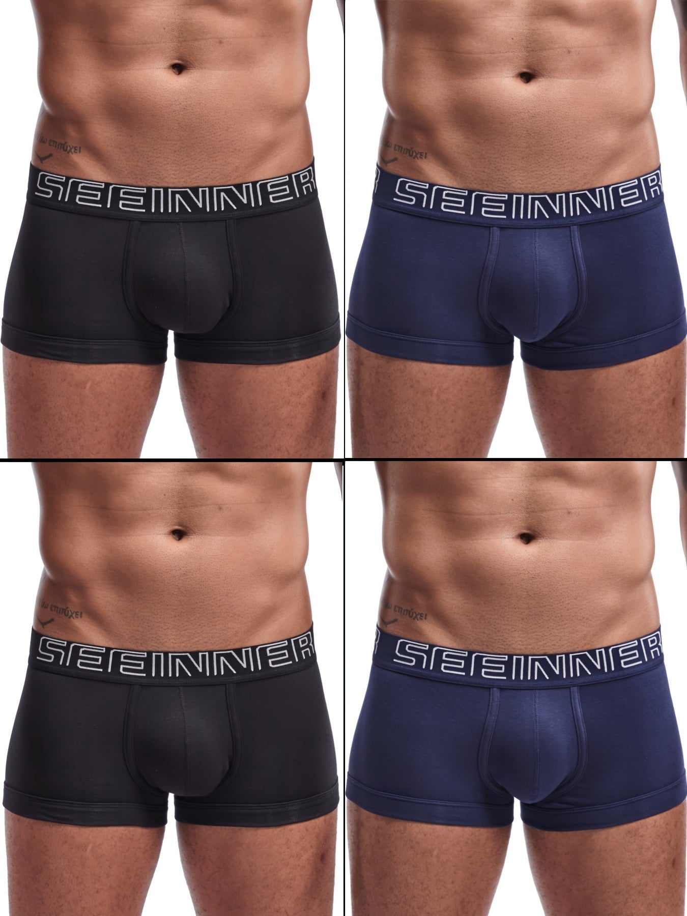 Men's Cotton Boxer Briefs 4-Pack - Breathable, Moisture-Wicking Fit