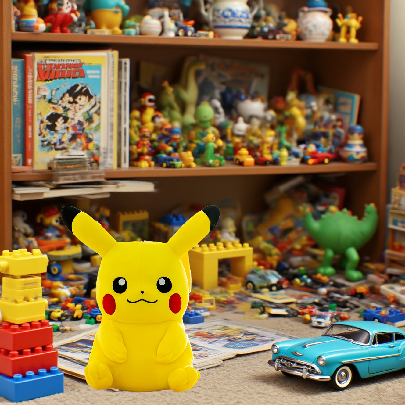 8-inch Smiling Pikachu Plush Toy, Ultra-Soft Short Velvet Doll Anime Merchandise Birthday Gift Decoration