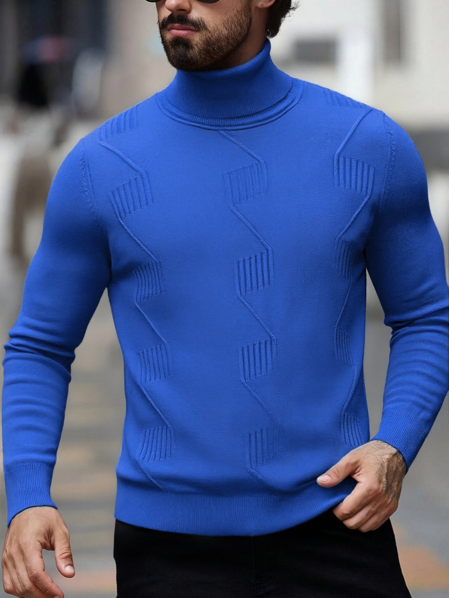Men's Autumn/Winter High-Neck Sweater, Men's Winter High-Neck Pullover Knit Sweater, Men's Winter Clothing, Men's Sweater, Christmas Sweater, Men's Christmas Sweater, Winter Men's Apparel, New Year's Apparel, Men's Christmas