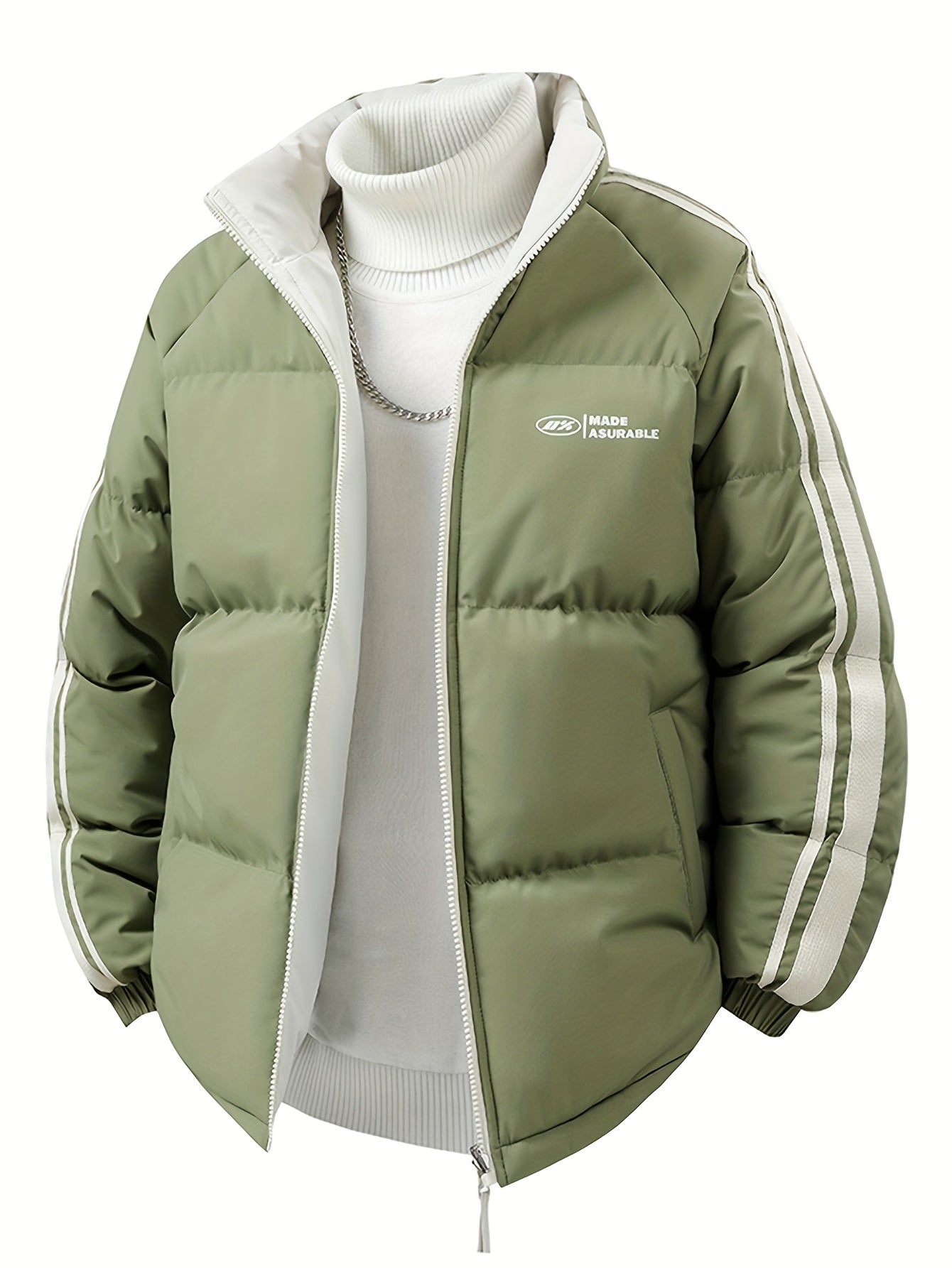 Men'S Heavy-Duty Thermal Jacket - Double-Sided Winter Coat with Full-Zip Closure, Soft Non-Stretch Fabric, Stand Collar - Cold Weather Outerwear for Office, Commuting, Thick, Outdoor - Easy-care Polyester Jacket, Winter Jacke