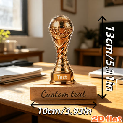 Golden Football Trophy Acrylic Ornament - Customizable Sports Gift
