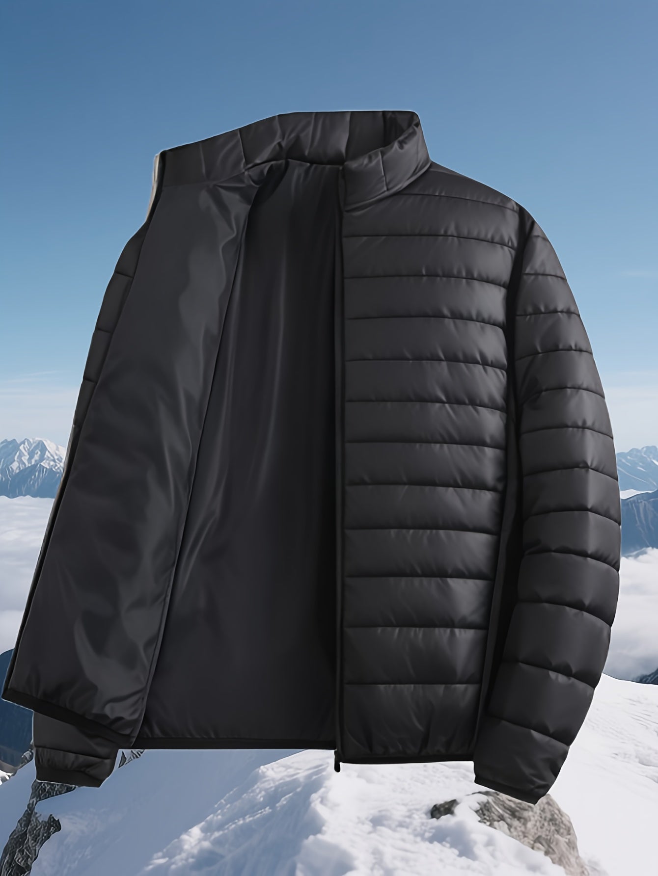 Men's Padded Coat - Men's Autumn/Winter Warm Outerwear - Men's Top - Men's Stand Collar Jacket - Men's Coat Jacket - Men's Warm Coat - Men's Overcoat - Men's Clothing - Men's Cold-Proof Coat - Autumn/Winter Coat, Solid Color, - ayq