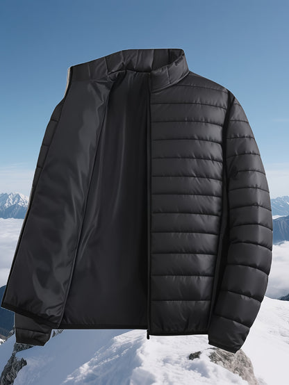Men's Padded Coat - Men's Autumn/Winter Warm Outerwear - Men's Top - Men's Stand Collar Jacket - Men's Coat Jacket - Men's Warm Coat - Men's Overcoat - Men's Clothing - Men's Cold-Proof Coat - Autumn/Winter Coat, Solid Color, - ayq