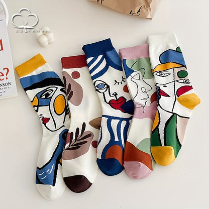 Women'S Mid-Calf Socks, Breathable And Sweat-Absorbing Socks for Spring And Summer, Available in 1/5/10 Pairs for Autumn.