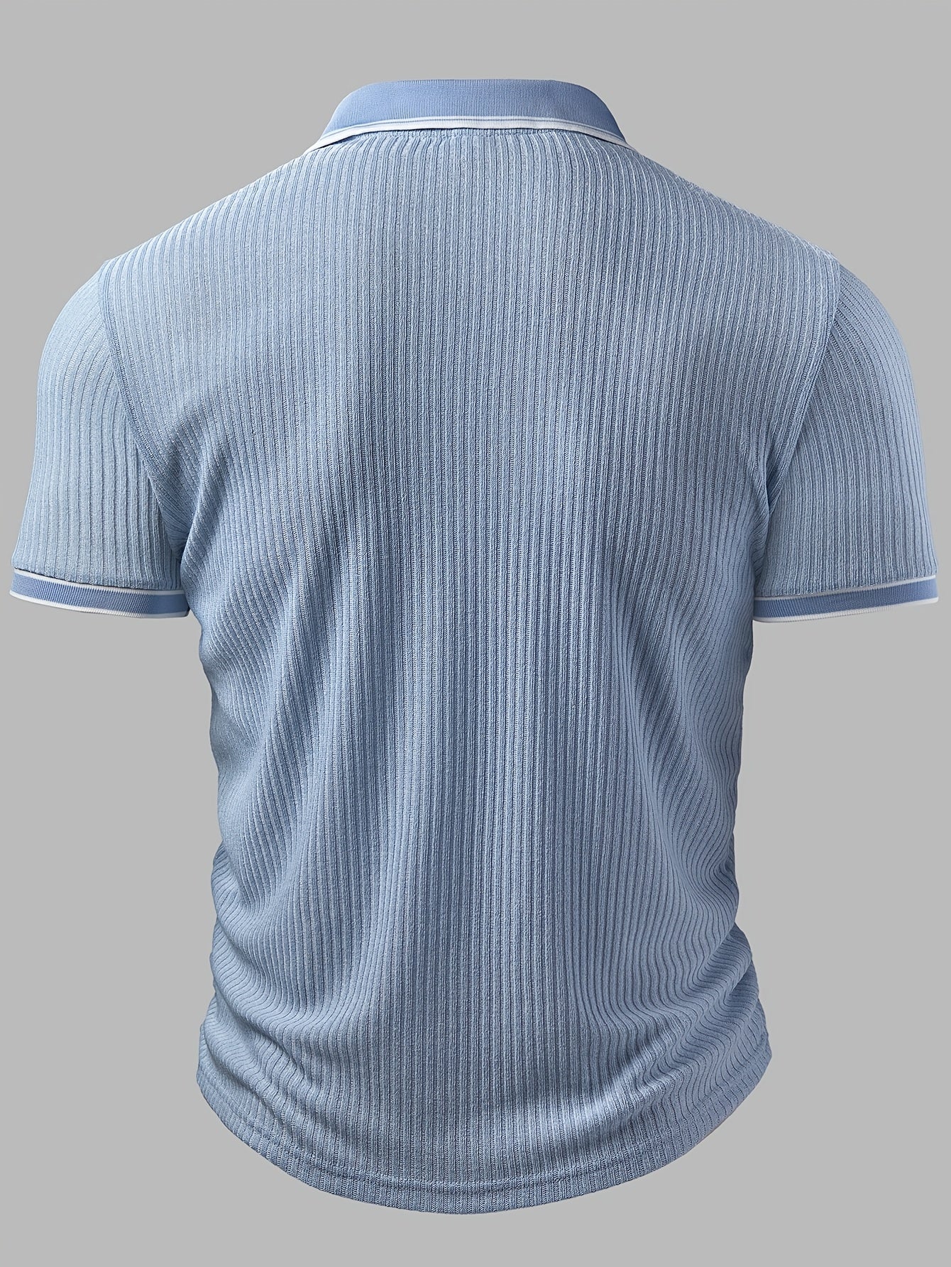 Men's Casual Color-Block Polo Shirt with Zipper, Summer Knit
