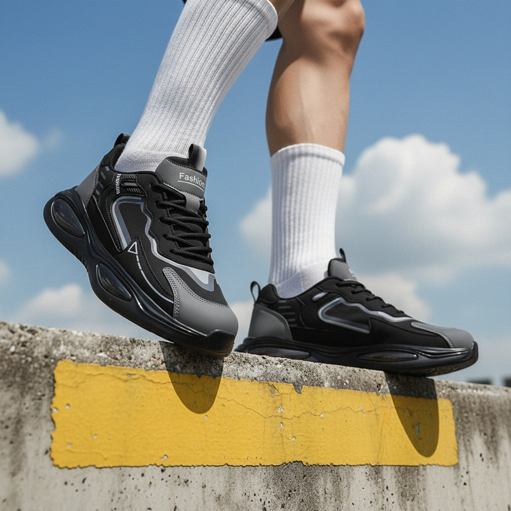 Men's All-Season Casual Outdoor Sneakers with Lace-Up Design
