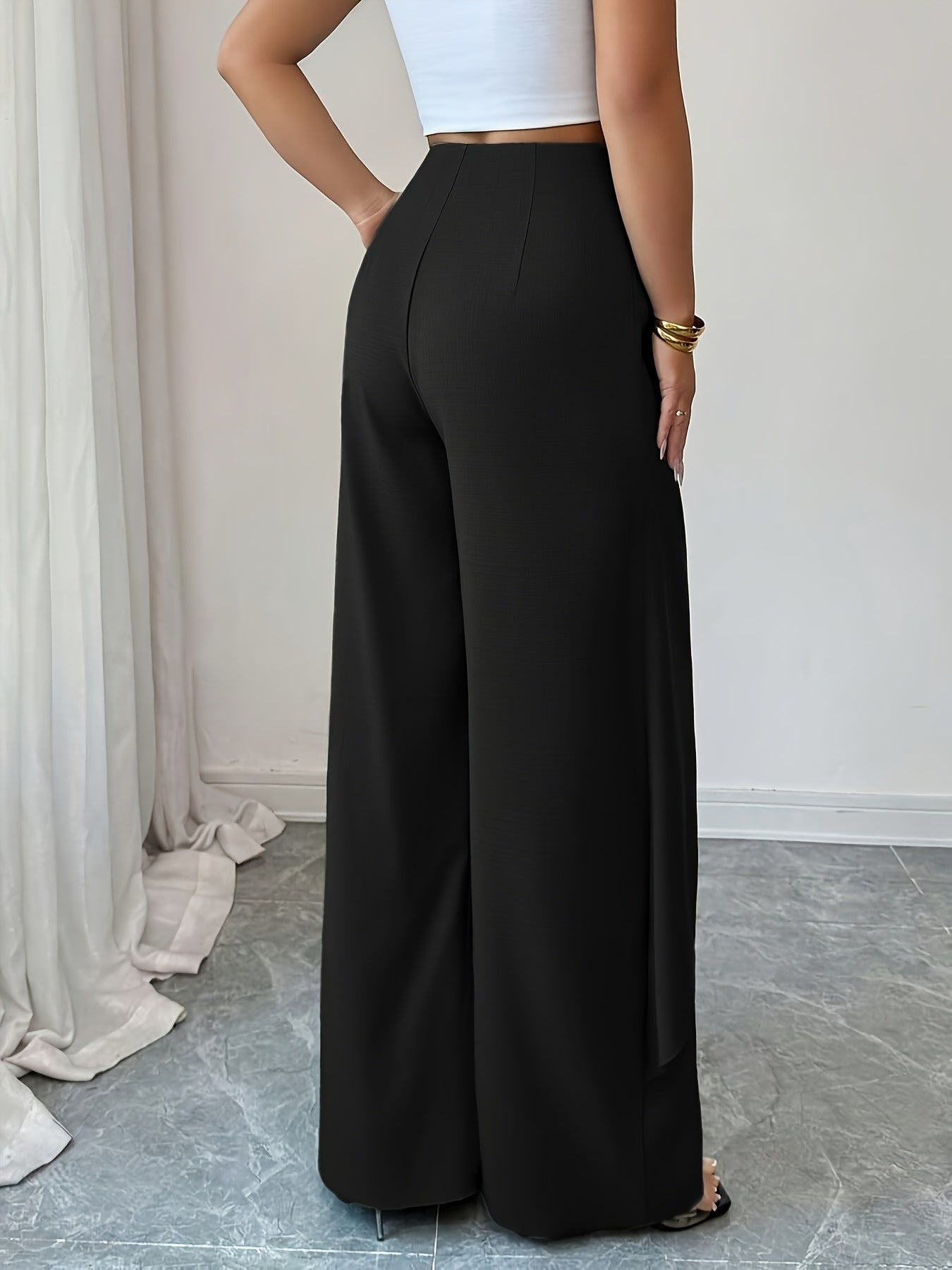 Women's Elegant Wide-Leg Summer Trousers in Solid Color
