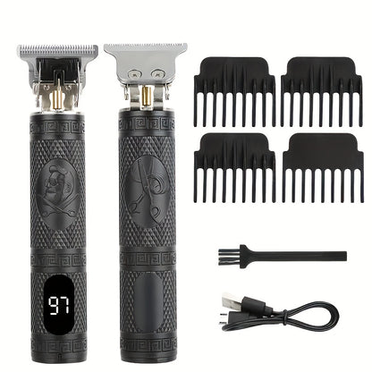 YAIAWISU Men's Cordless Electric Hair Clippers & Beard Trimmer with LCD Screen, USB-Rechargeable Cordless Grooming Kit, T-Blade Trimmer with Guide Comb Suitable for Hair, Shaving, and Scalp Trimming