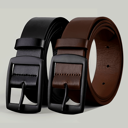 1pc RUILAIBO Men'S Casual Faux Leather Belt with Square Alloy Buckle - High-Quality Designer Waist Strap for Jeans, Non-Washable