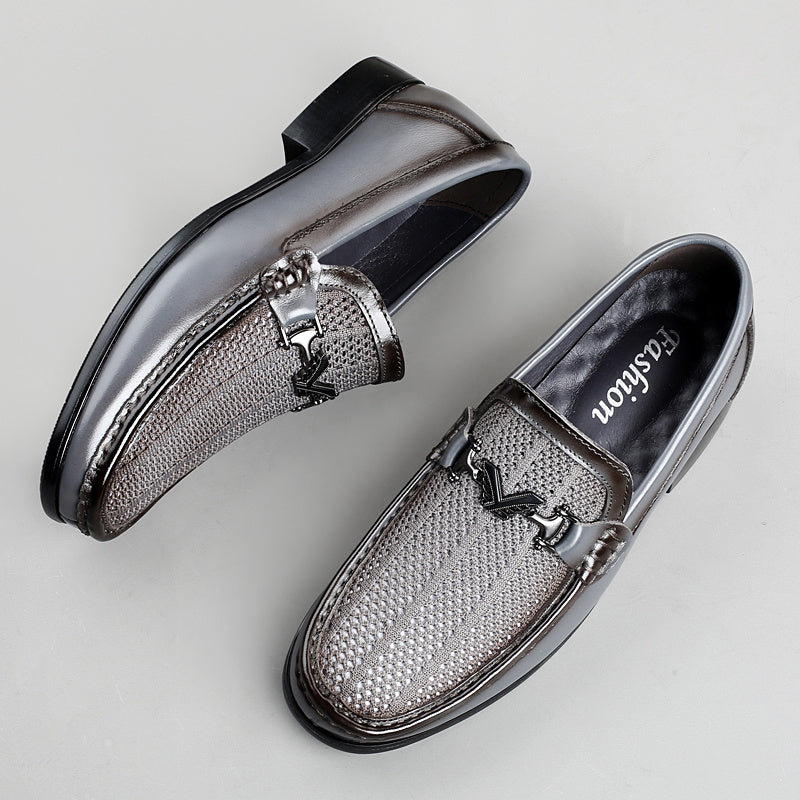 Men's Breathable PU Mesh Loafers - Casual Business Shoes