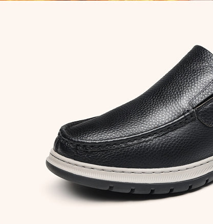 Men's Winter Warm Cowhide Boots - -Weather Traction Rubber Sole & Soft Fabric, Low-Top Short Boots Suitable for Daily Wear, Parties, - Fit for Fall/Winter (Boots Can Be Dressed up or)