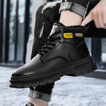 Men'S High-Top Winter Snow Boots - Heavy-Duty Thermal Insulated Cold Weather Boots with Lace-Up Closure, Non-Slip Rubber Sole - Brown - for Hiking, Outdoor