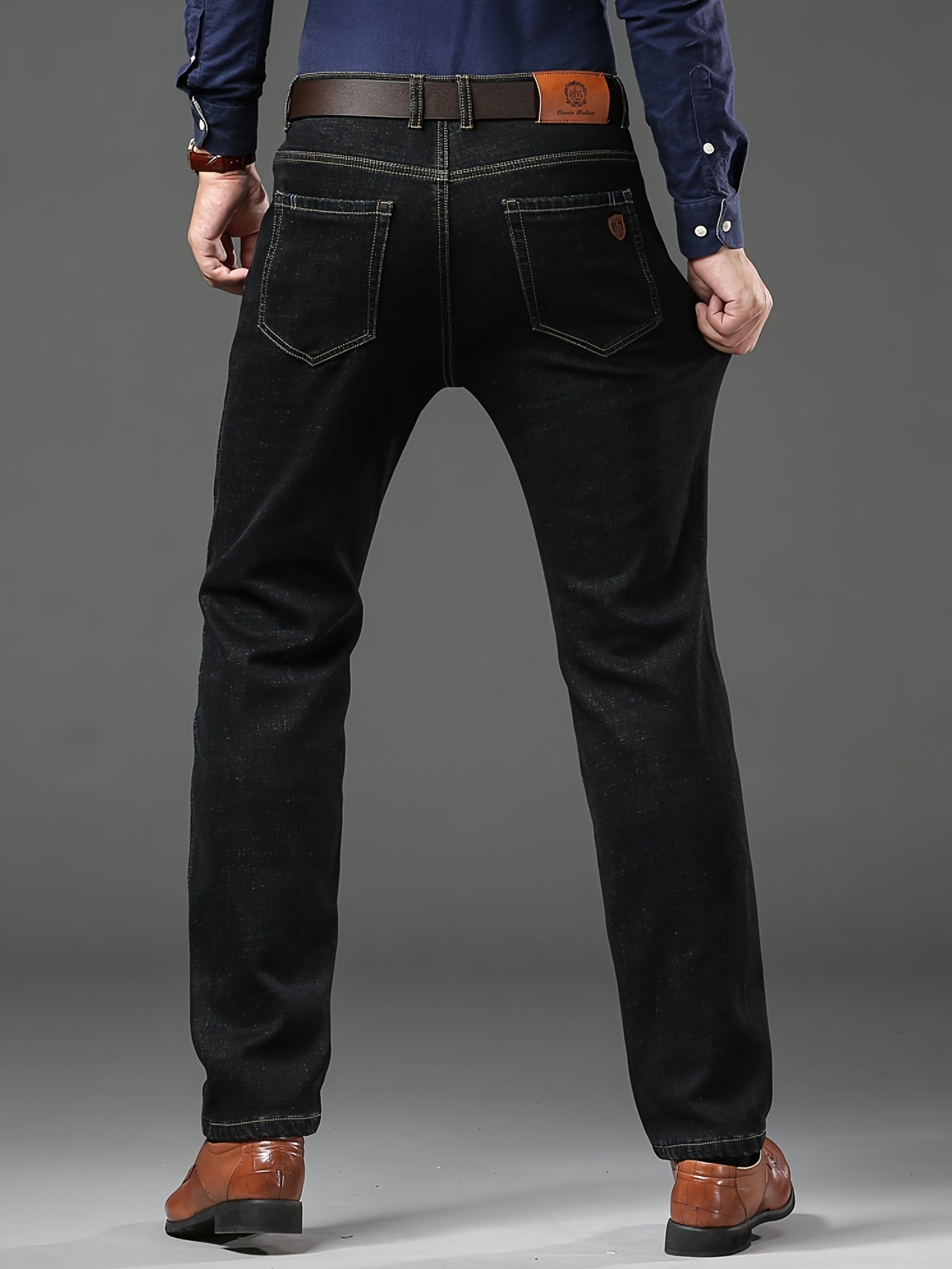 High-quality Men's Denim Trousers, Business Style, Elastic Men's Pants, New Autumn/winter Fashion Trend - ayq