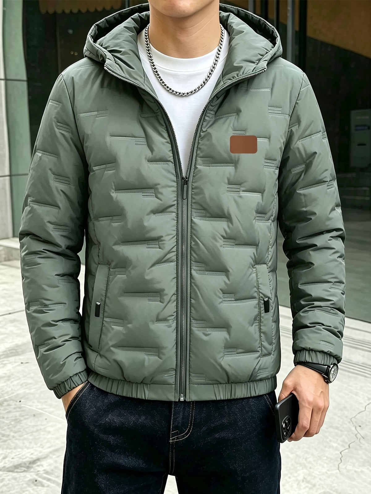 Men's Hooded Zipper Jacket for Fall Winter Outdoor Sports