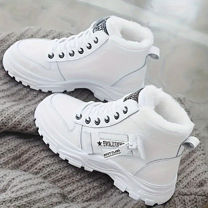 Women's Platform Ankle Boots, Trendy Plush Lined High Top Sneakers, Winter Warm Boots